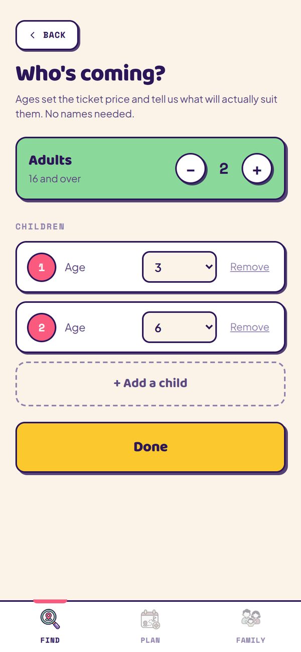 Tapping who's coming: two adults and children aged 3 and 6