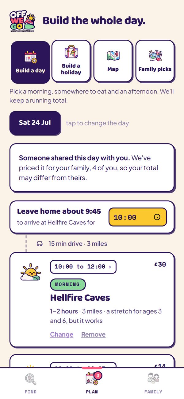 A day shared by link, opened by someone else and priced for their own family